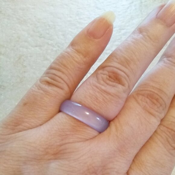 Lilac Lavender Pale Purple Slim Agate Stone Band ~ Promise Friendship Rings - Picture 2 of 3